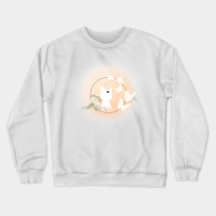 Art, cat, darkness, dark, moon, roses, cats, notes sky, stars, touch, gift, love, romantic, aesthetic, vintage, retro, music, gift, clouds, flowers Crewneck Sweatshirt